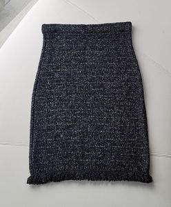 Ann Taylor black knit pencil skirt with fringe L